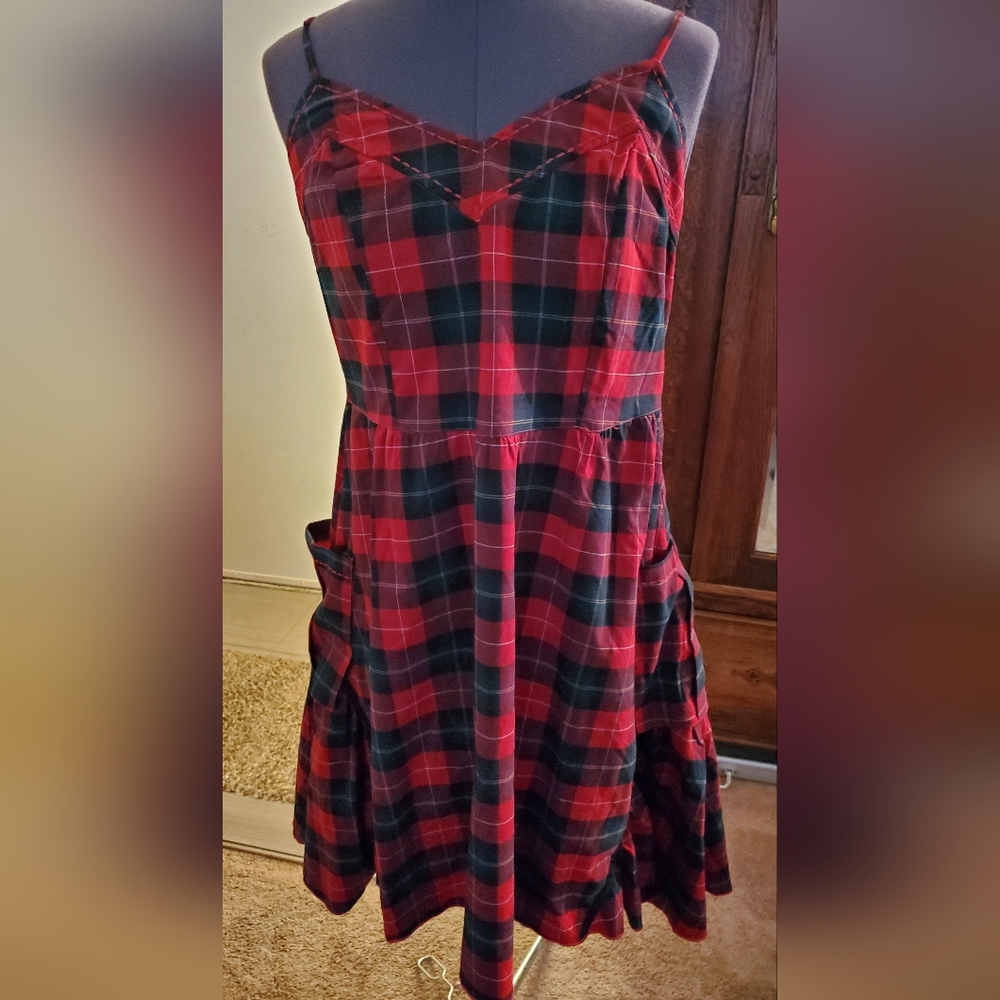 Doki Geki Red & Black Plaid Summer Dress with Pockets